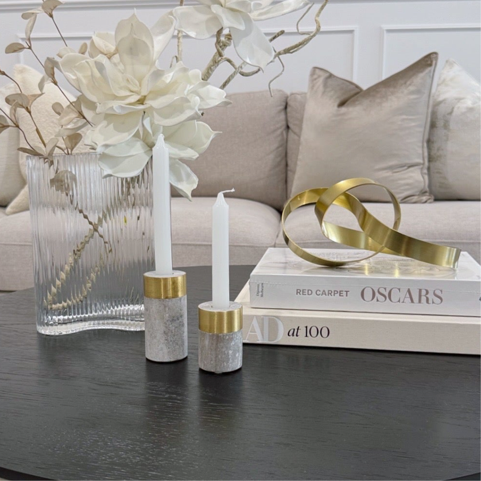 BEI MARBLE BRASS CANDLE HOLDER