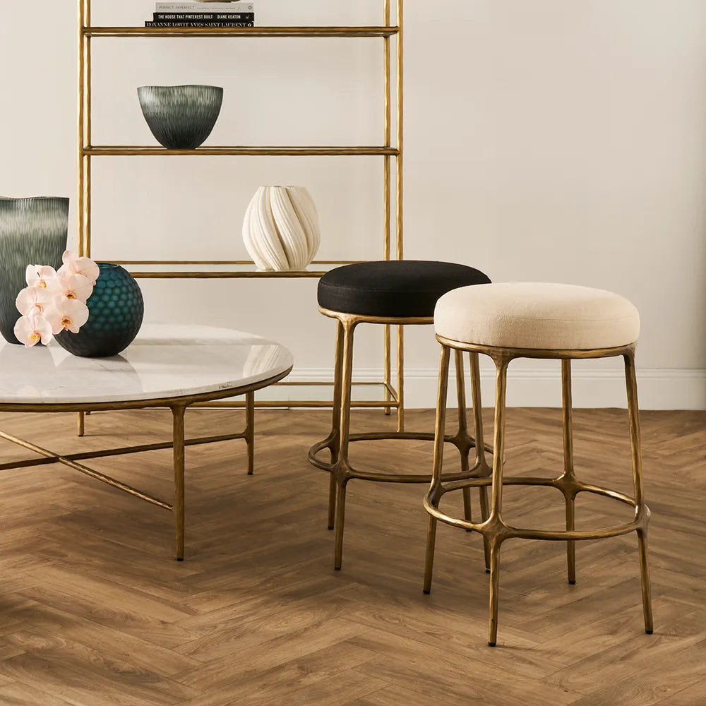 Preston Brass Kitchen Stool Beige