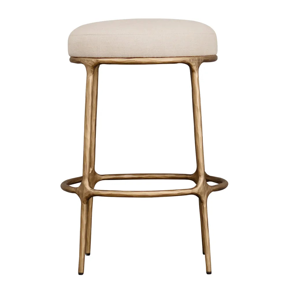 Preston Brass Kitchen Stool Beige