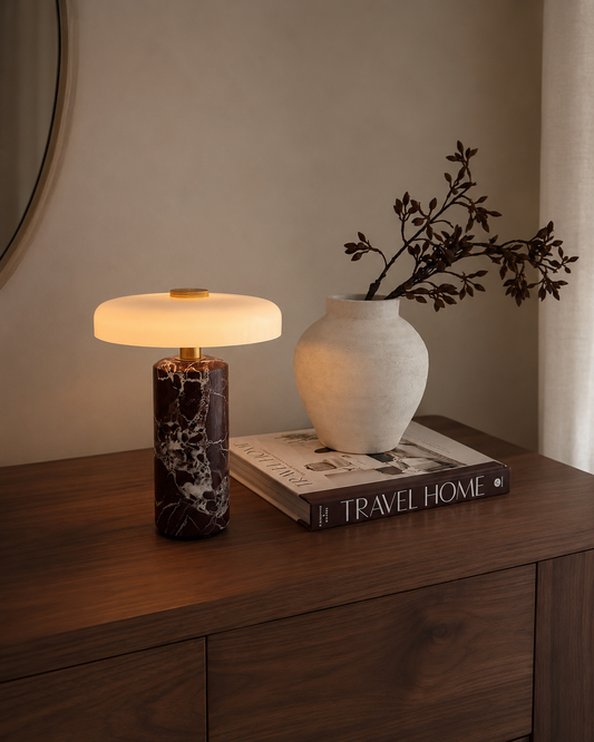 Deep Red Marble Cordless Lamp