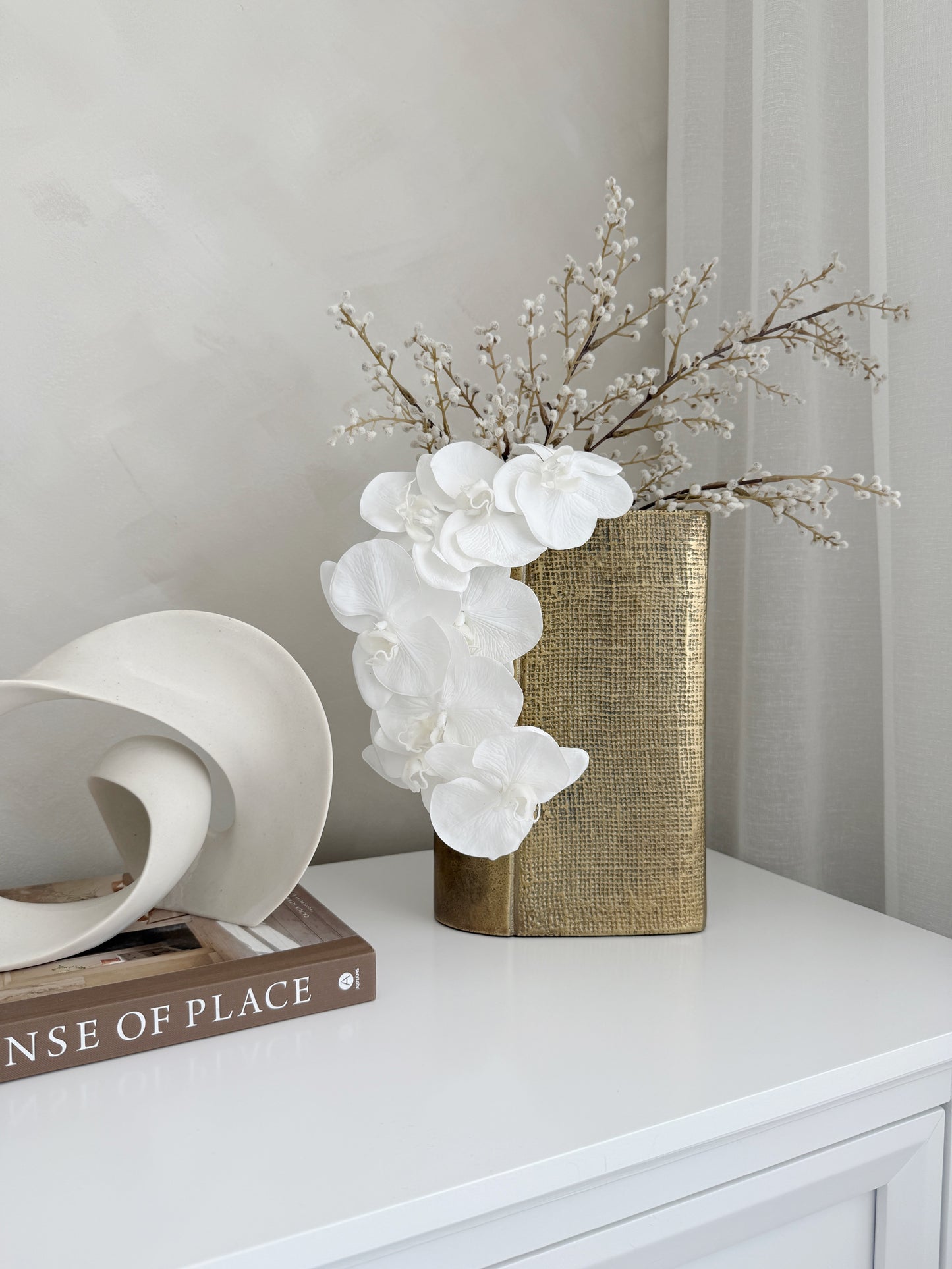 Jute Brass Metal Vase