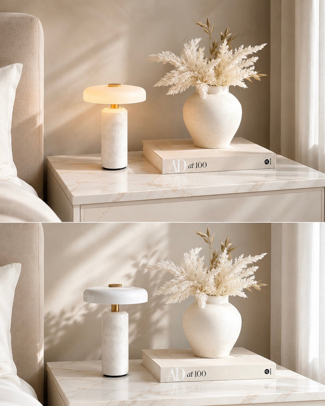 White Marble Cordless Lamp