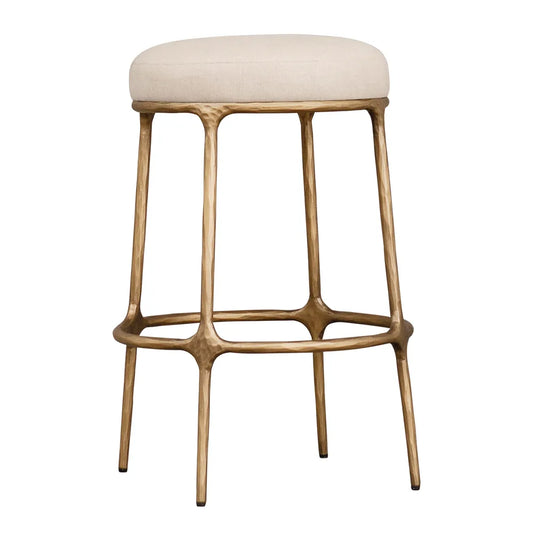 Preston Brass Kitchen Stool Beige