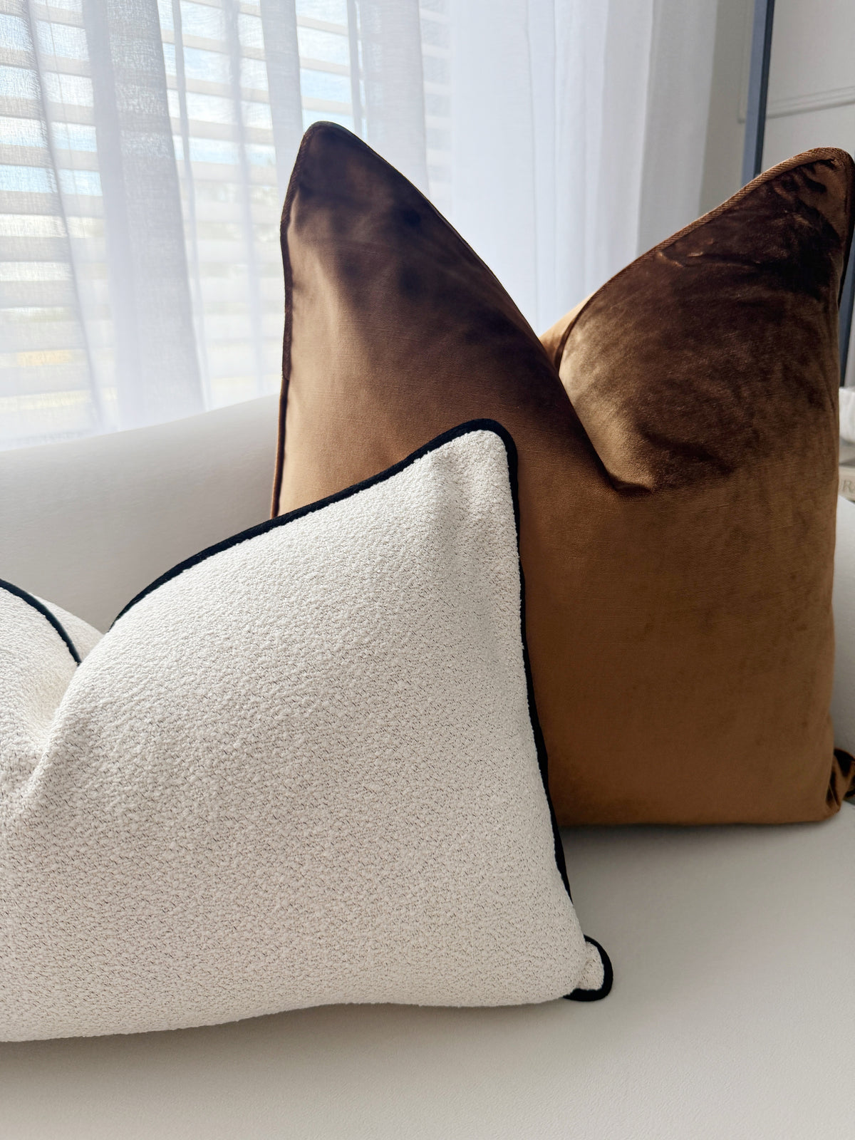 Noir Luxe Trim Chenille Cushion Cover 35x55cm