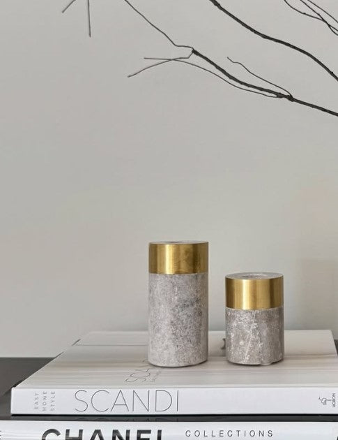 BEI MARBLE BRASS CANDLE HOLDER
